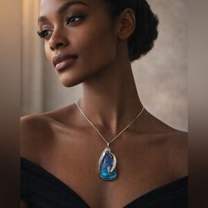 Platinum & 18K Gold Boulder Opal, Diamonds Pendant 18.78 CT Opal, 14K Gold Chain